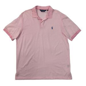 Ralph Lauren Polo Golf Shirt Mens XL Extra Large Pro Fit Pink White Striped